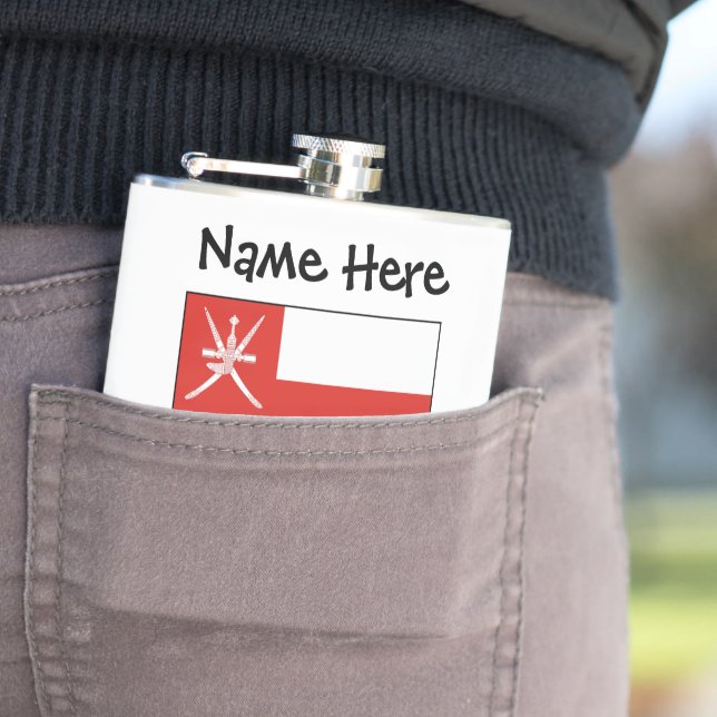Oman Omani Flag Personalized Name  Flask (In Situ)
