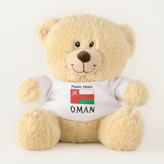 Oman Omani Flag Personalized Name  Teddy Bear (Front)