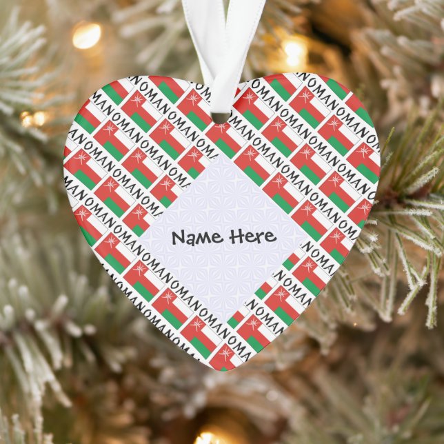 Oman Omani Flag Tiled Personalized Name Ornament (Tree)