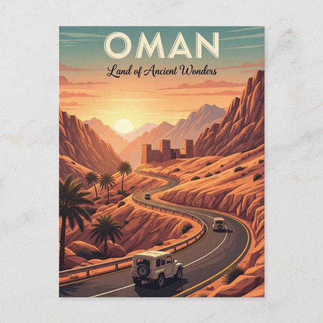 Oman Sunset Travel Postcard (Front)