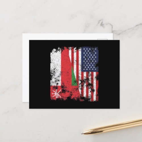 Oman USA Flag _ Half American Postcard