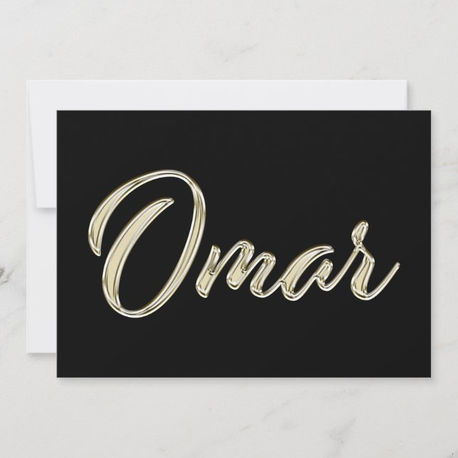 Omar Name white gold Handwriting Card (Front)