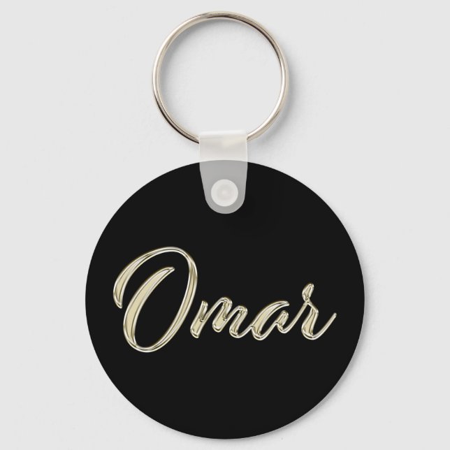 Omar Name whitegold Button Schlüsselanhänger Keychain (Front)