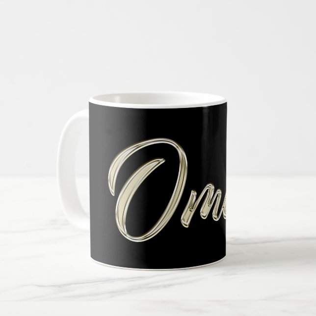 Omar Name whitegold Tasse Teetasse Coffee Mug (Front Left)