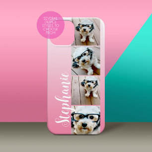 Ombre 4 Square Photos Handwritten - CAN EDIT pink iPhone 17 Case