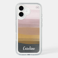 Ombre Abstract Watercolor Stripes Dusty Lilac Name