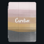 Ombre Abstract Watercolor Stripes in Dusty Lilac iPad Pro Cover<br><div class="desc">A simple,  modern design of watercolor brush strokes in a pretty muted color palette of gray,  gold,  and blush,  personalized with your name.</div>