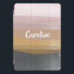 Ombre Abstract Watercolor Stripes in Dusty Lilac iPad Pro Cover<br><div class="desc">A simple,  modern design of watercolor brush strokes in a pretty muted color palette of gray,  gold,  and blush,  personalized with your name.</div>