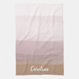 Ombre Abstract Watercolor Stripes in Dusty Lilac Kitchen Towel