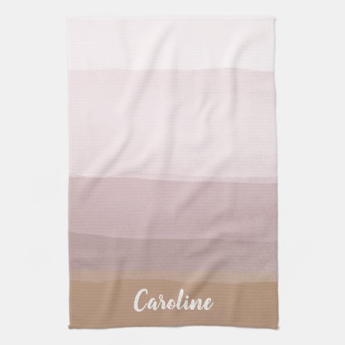 Ombre Abstract Watercolor Stripes in Dusty Lilac Kitchen Towel