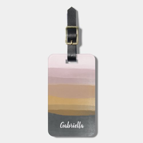 Ombre Abstract Watercolor Stripes in Dusty Lilac Luggage Tag