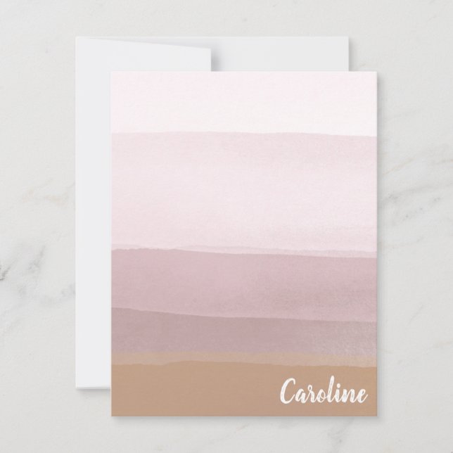 Ombre Abstract Watercolor Stripes in Dusty Lilac Note Card (Front)