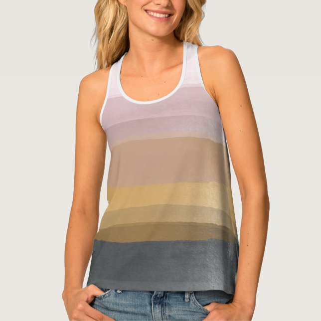 Ombre Abstract Watercolor Stripes in Dusty Lilac Tank Top (Front)