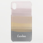 Ombre Abstract Watercolor Stripes in Dusty Lilac iPhone XS Max Case<br><div class="desc">A simple,  modern design of watercolor brush strokes in a pretty muted color palette of gray,  gold,  and blush,  personalized with your name. Contact me with any questions or requests.</div>