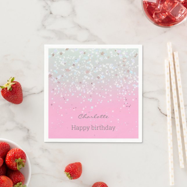 Ombre and Glitter Birthday Napkins (Insitu)