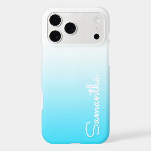 Ombre Aqua Blue White Girly Personalized Name iPhone 17 Pro Max Case