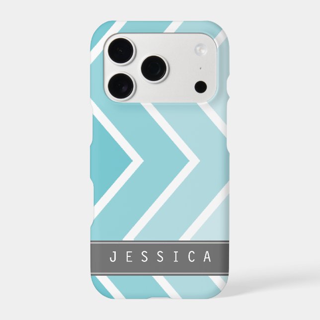 Ombre Aqua Zig Zag Chevrons Pattern Iphone Case (Back)