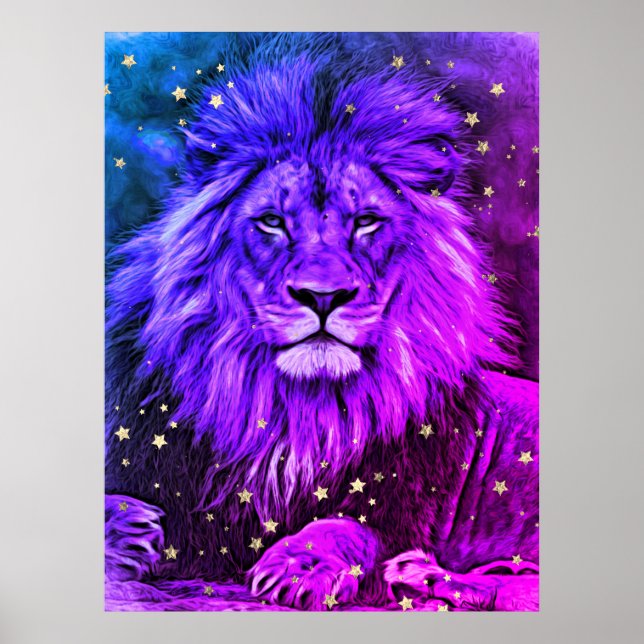 *~* Ombre Artsy  Artistic Celestial LION AP23  Poster (Front)