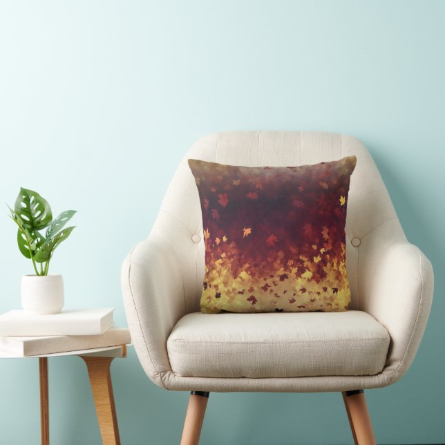 Ombre Autumn Leaf Colors Throw Pillow (Chair)
