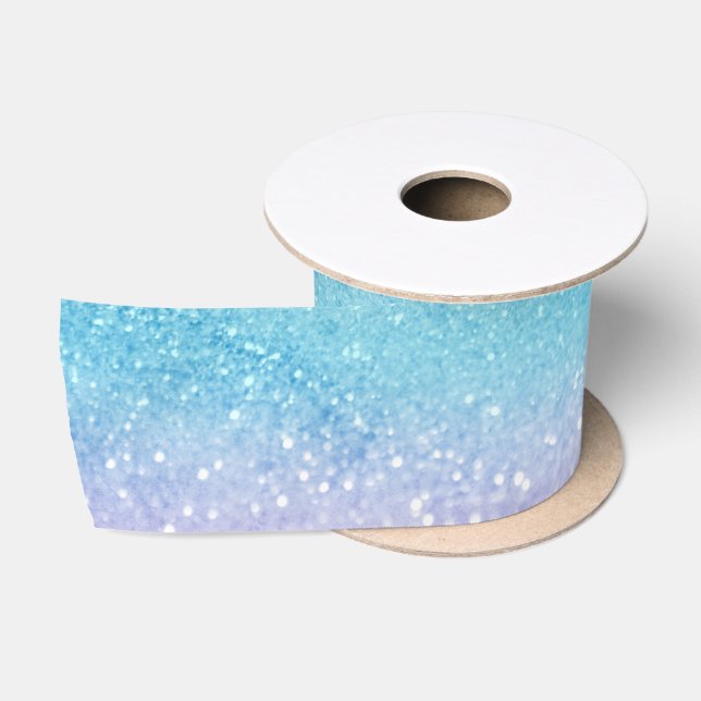 Ombre Baby Blue Pink Glitter All Occasion Satin Ribbon (Spool)