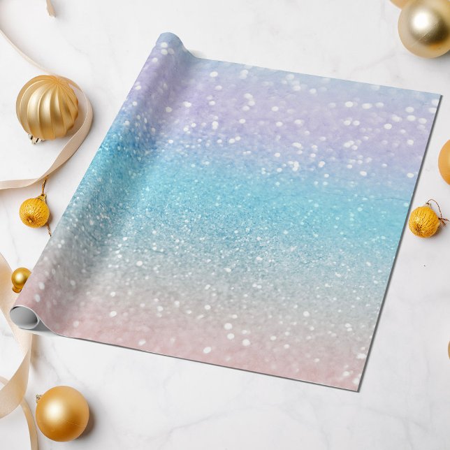 Ombre Baby Blue, Pink, Peach Glitter All Occasion Wrapping Paper (Creator Uploaded)