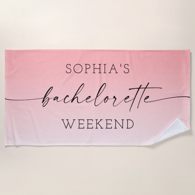 Ombré Bachelorette Party Beach Towel (Front)