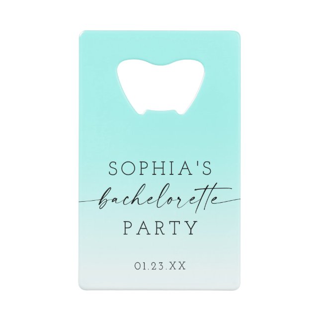Ombre Bachelorette Party Favors Credit Card Bottle Opener (Front)