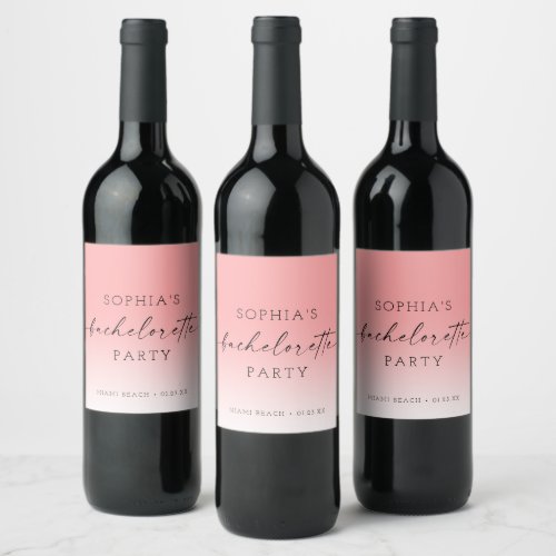 Ombre Bachelorette Party Wine Favor Labels