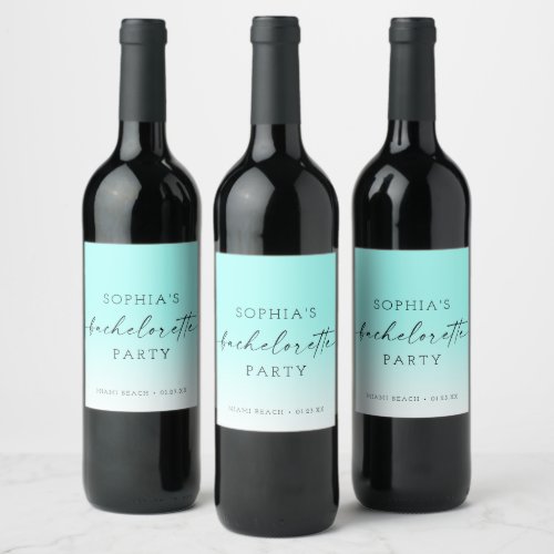 Ombre Bachelorette Party Wine Favor Labels