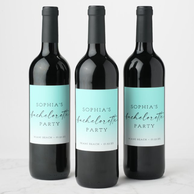 Ombre Bachelorette Party Wine Favor Labels (Bottles)