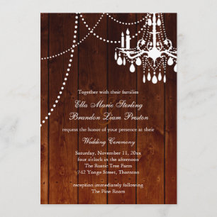 Ombre Barn Chandelier Wedding Invitation