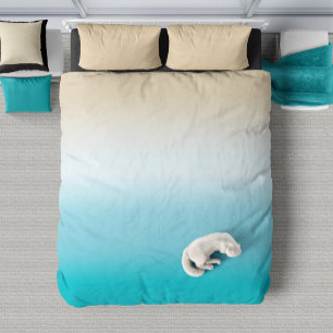 Ombre Beach Beige Turquoise Gradient Duvet Cover