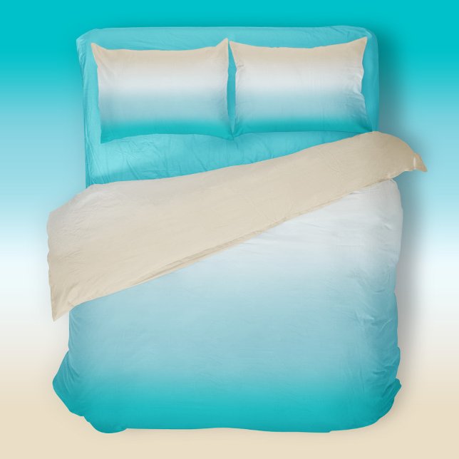 Ombre Beach Beige Turquoise Gradient Duvet Cover (Creator Uploaded)