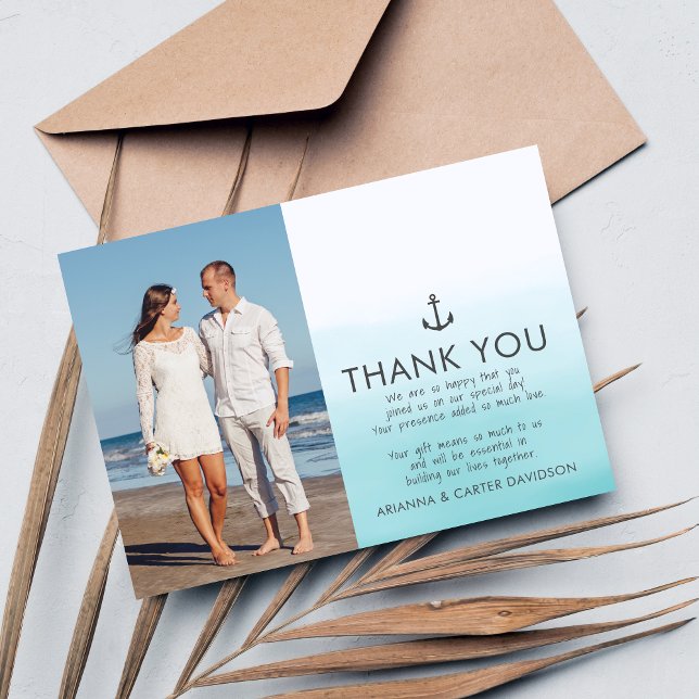 Ombre Beach Destination Ocean Wedding Thank You Card (Creator Uploaded)