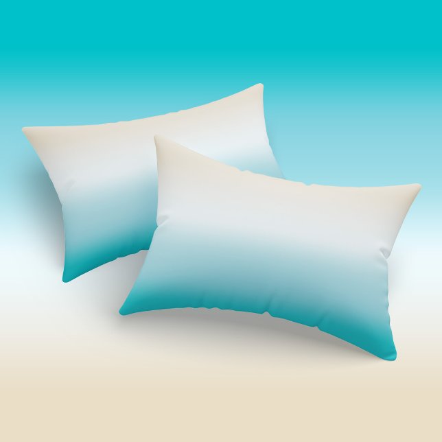 Ombre Beach Sand White Turquoise Gradient Pillow Case (Ombre Beach Sand White Turquoise Gradient Pillow Case)
