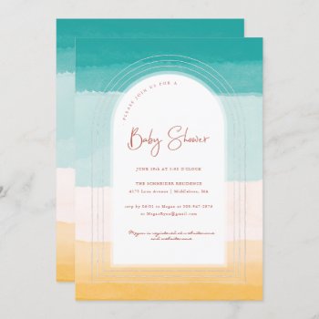 Ombre Beach Sun & Sand | Rainbow Baby Shower Invitation by IYHTVDesigns at Zazzle