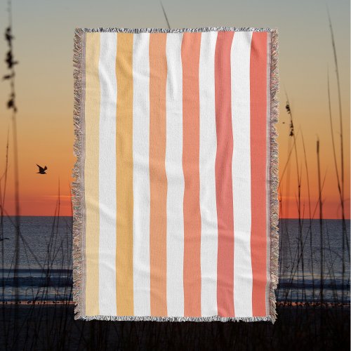 Ombre Beach Sunrise Stripe Orange  Yellow Glow Throw Blanket