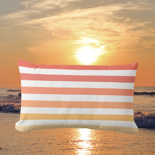 Ombre Beach Sunrise Stripes Orange & Yellow Glow Lumbar Pillow