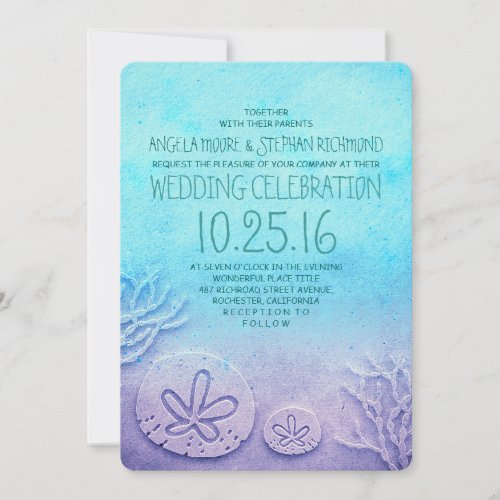 Ombre beach wedding invitations _ turquoise blue