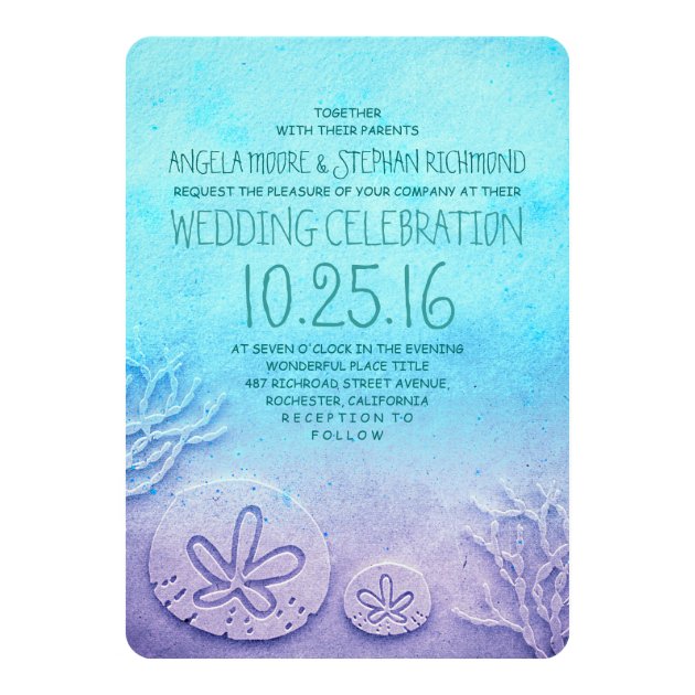 Ombre Beach Wedding Invitations - Turquoise Blue