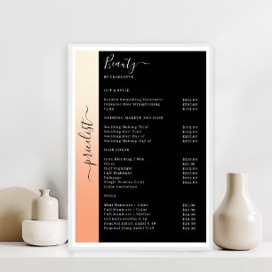 Ombre, Beige, Orange & Black Pricelist Salon Poster