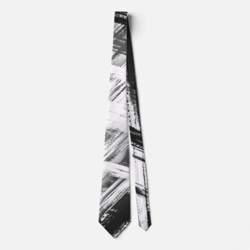 Ombre Black and White Paint Strokes Neck Tie