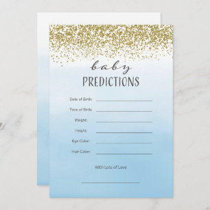 Ombre Blue and Gold Baby Prediction Card