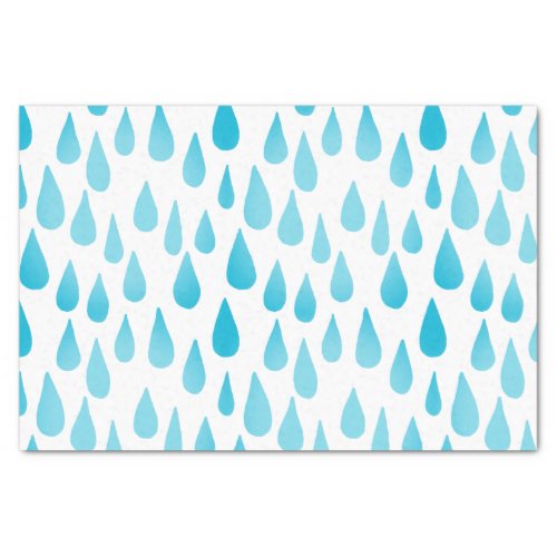 Ombre Blue Falling Raindrops Tissue Paper