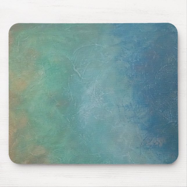 Ombre Blue Green Sea Abstract Painting Mouse Pad (Front)