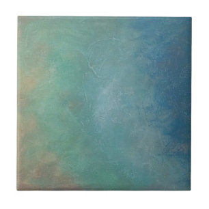 Ombre Blue Green Sea Abstract Painting Tile