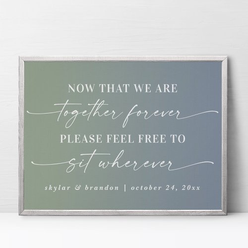 Ombre Blue  Green Seating Wedding Ceremony Sign