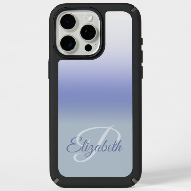 Ombre Blue Pastel Initial Monogram Custom Name Speck iPhone Case (Front)
