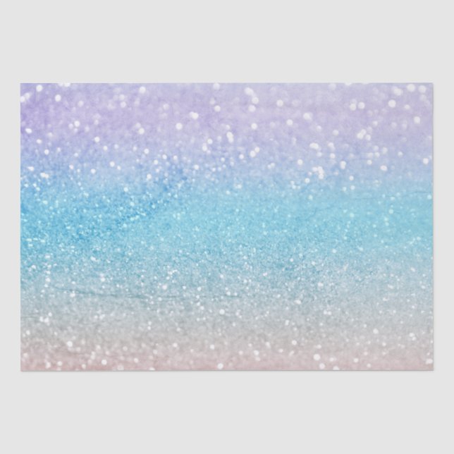 Ombre Blue Pink Peach Glitter All Occasion Tissue Paper (Front)