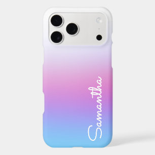 Ombre Blue Pink White Girly Personalized Name iPhone 17 Pro Max Case